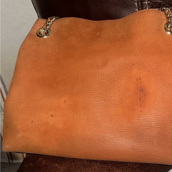 GUCCI Soho Chain Nubuck Orange Leather Tote - Picture 10 of 15